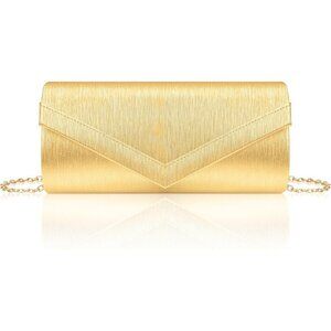 🆕Women Gold PU Leather Evening Handbag, Envelope Clutch Purse w/Chain for Date